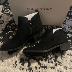 Sun + Stone black ankle booties